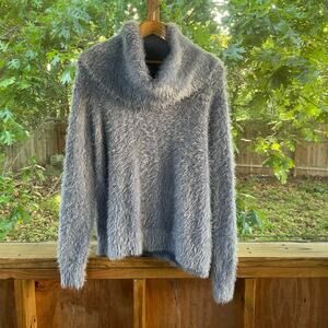 Coco + Carmen Women's Blue/Grey Cowl Neck Eyelash Sweater Size XXL. NEW